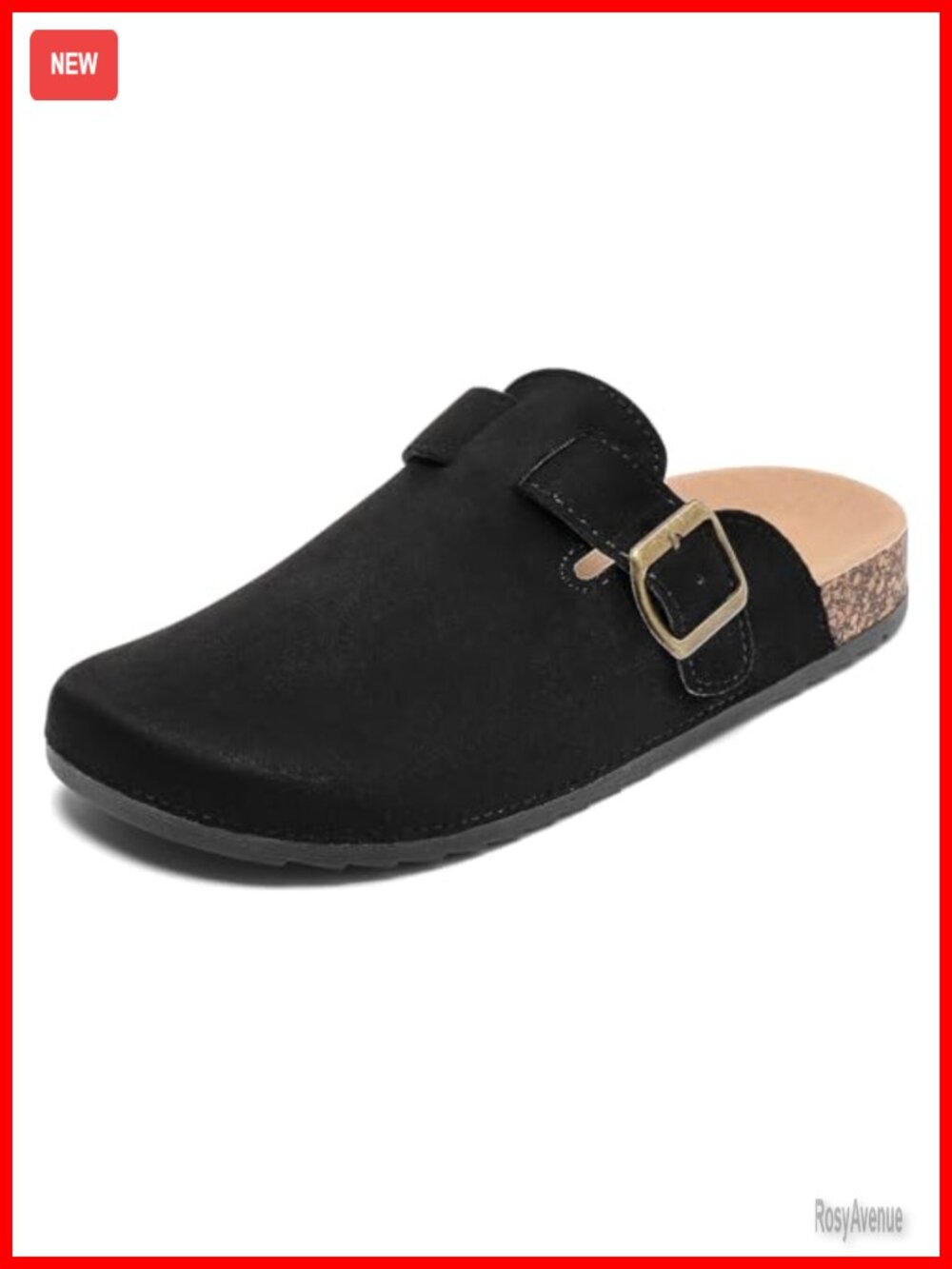Suede Cork Mules Clogs for Women & Men Adjustable Buckle